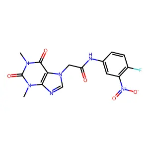2-(1,3-dimethyl-2,6-dioxopurin-7-yl)-N-(4-fluoro-3-nitrophenyl)acetamide structure