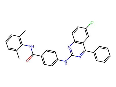4-[(6-chloro-4-phenylquinazolin-2-yl)amino]-N-(2,6-dimethylphenyl)benzamide structure