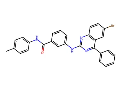 3-[(6-bromo-4-phenylquinazolin-2-yl)amino]-N-(4-methylphenyl)benzamide structure