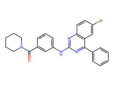 (3-((6-Bromo-4-phenylquinazolin-2-yl)amino)phenyl)(piperidin-1-yl)methanone structure