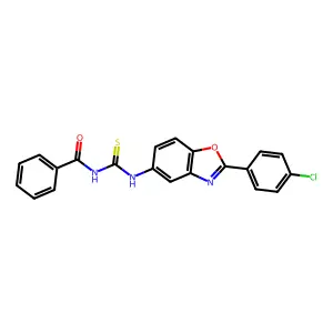 N-[[2-(4-chlorophenyl)-1,3-benzoxazol-5-yl]carbamothioyl]benzamide structure