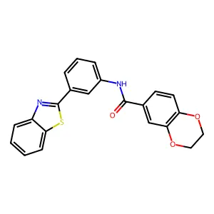N-[3-(1,3-benzothiazol-2-yl)phenyl]-2,3-dihydro-1,4-benzodioxine-6-carboxamide structure