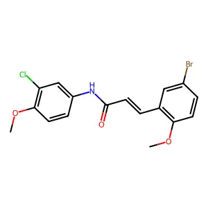 (E)-3-(5-bromo-2-methoxyphenyl)-N-(3-chloro-4-methoxyphenyl)prop-2-enamide structure