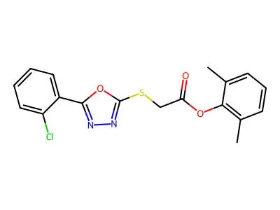 2,6-Dimethylphenyl 2-((5-(2-chlorophenyl)-1,3,4-oxadiazol-2-yl)thio)acetate structure