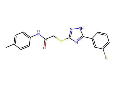 2-((3-(3-Bromophenyl)-1H-1,2,4-triazol-5-yl)thio)-N-(p-tolyl)acetamide structure