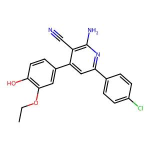 2-Amino-6-(4-chlorophenyl)-4-(3-ethoxy-4-hydroxyphenyl)nicotinonitrile structure