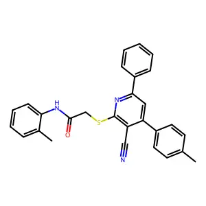2-((3-Cyano-6-phenyl-4-(p-tolyl)pyridin-2-yl)thio)-N-(o-tolyl)acetamide structure