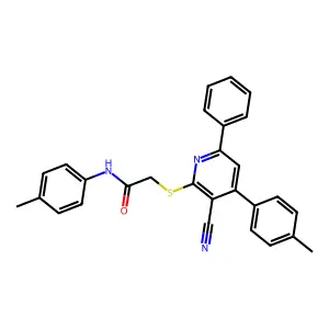 2-((3-Cyano-6-phenyl-4-(p-tolyl)pyridin-2-yl)thio)-N-(p-tolyl)acetamide structure