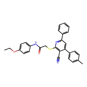 2-((3-Cyano-6-phenyl-4-(p-tolyl)pyridin-2-yl)thio)-N-(4-ethoxyphenyl)acetamide structure