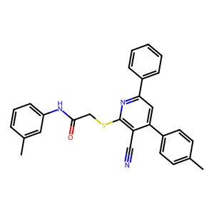 2-((3-Cyano-6-phenyl-4-(p-tolyl)pyridin-2-yl)thio)-N-(m-tolyl)acetamide structure