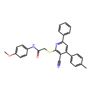 2-((3-Cyano-6-phenyl-4-(p-tolyl)pyridin-2-yl)thio)-N-(4-methoxyphenyl)acetamide structure