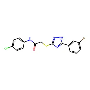 2-((3-(3-Bromophenyl)-1H-1,2,4-triazol-5-yl)thio)-N-(4-chlorophenyl)acetamide structure