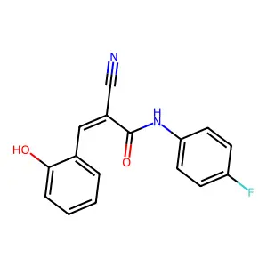 (E)-2-cyano-N-(4-fluorophenyl)-3-(2-hydroxyphenyl)prop-2-enamide structure