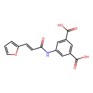 5-((2E)-3-(2-furyl)prop-2-enoylamino)benzene-1,3-dicarboxylic acid structure
