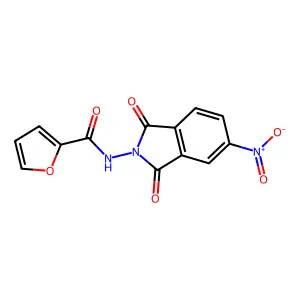 N-(5-nitro-1,3-dioxoisoindol-2-yl)furan-2-carboxamide structure