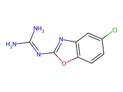 N-(5-chloro-1,3-benzoxazol-2-yl)guanidine structure