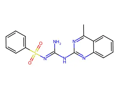 N-{amino[(4-methyl-2-quinazolinyl)amino]methylene}benzenesulfonamide structure