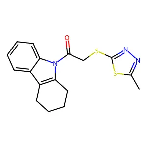 9-{[(5-methyl-1,3,4-thiadiazol-2-yl)thio]acetyl}-2,3,4,9-tetrahydro-1H-carbazole structure