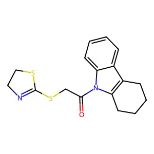 9-[(4,5-dihydro-1,3-thiazol-2-ylthio)acetyl]-2,3,4,9-tetrahydro-1H-carbazole structure