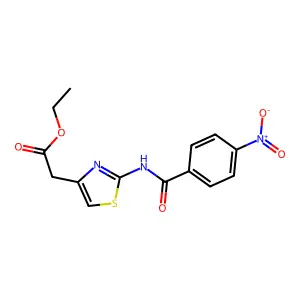Ethyl 2-[2-[(4-nitrobenzoyl)amino]-1,3-thiazol-4-yl]acetate structure