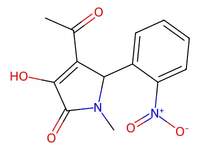 3-acetyl-4-hydroxy-1-methyl-2-(2-nitrophenyl)-2H-pyrrol-5-one structure