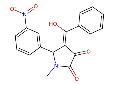 4-benzoyl-3-hydroxy-1-methyl-5-(3-nitrophenyl)-1H-pyrrol-2(5H)-one structure