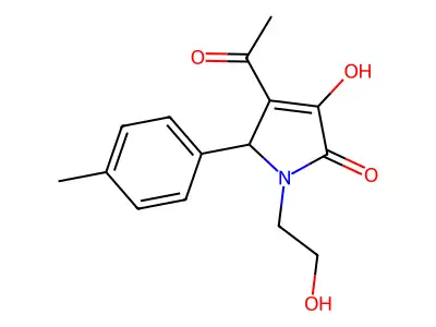 3-acetyl-4-hydroxy-1-(2-hydroxyethyl)-2-(4-methylphenyl)-2H-pyrrol-5-one structure