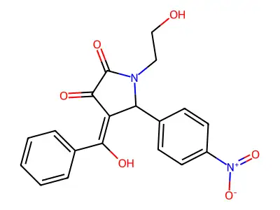 4-benzoyl-3-hydroxy-1-(2-hydroxyethyl)-5-(4-nitrophenyl)-1H-pyrrol-2(5H)-one structure
