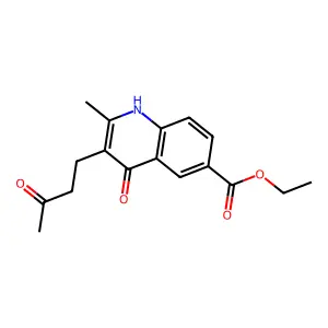 Ethyl 4-hydroxy-2-methyl-3-(3-oxobutyl)-6-quinolinecarboxylate structure