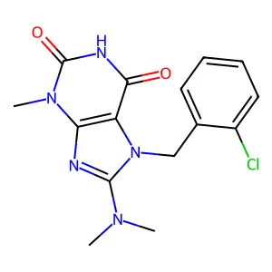 7-(2-chlorobenzyl)-8-(dimethylamino)-3-methyl-1H-purine-2,6(3H,7H)-dione structure