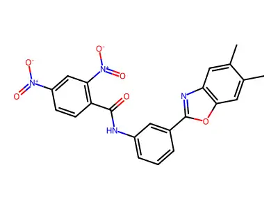 N-[3-(5,6-Dimethyl-benzooxazol-2-yl)-phenyl]-2,4-dinitro-benzamide structure