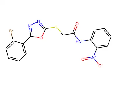 2-((5-(2-Bromophenyl)-1,3,4-oxadiazol-2-yl)thio)-N-(2-nitrophenyl)acetamide structure