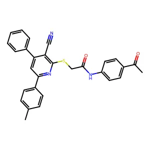 N-(4-Acetylphenyl)-2-((3-cyano-4-phenyl-6-(p-tolyl)pyridin-2-yl)thio)acetamide structure