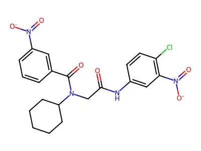 N-[(4-Chloro-3-nitro-phenylcarbamoyl)-methyl]-N-cyclohexyl-3-nitro-benzamide structure