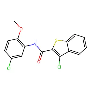3-chloro-N-(5-chloro-2-methoxyphenyl)-1-benzothiophene-2-carboxamide structure