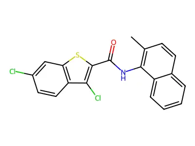 3,6-Dichloro-N-(2-methylnaphthalen-1-yl)benzo[b]thiophene-2-carboxamide structure