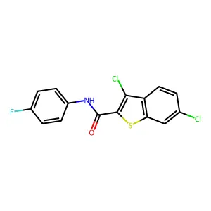 3,6-dichloro-N-(4-fluorophenyl)-1-benzothiophene-2-carboxamide structure