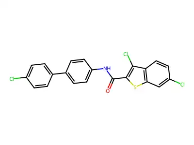 3,6-Dichloro-N-(4'-chloro-[1,1'-biphenyl]-4-yl)benzo[b]thiophene-2-carboxamide structure