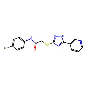 N-(4-Bromophenyl)-2-((3-(pyridin-3-yl)-1H-1,2,4-triazol-5-yl)thio)acetamide structure