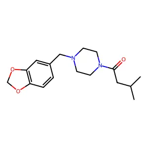 1-[4-(1,3-Benzodioxol-5-ylmethyl)piperazin-1-yl]-3-methylbutan-1-one structure