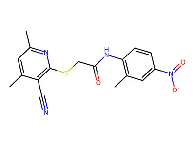 2-((3-Cyano-4,6-dimethylpyridin-2-yl)thio)-N-(2-methyl-4-nitrophenyl)acetamide structure