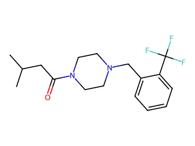3-Methyl-1-{4-[2-(trifluoromethyl)benzyl]piperazin-1-yl}butan-1-one structure
