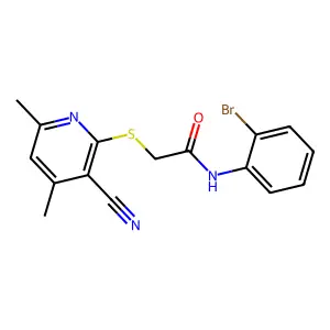 N-(2-Bromophenyl)-2-((3-cyano-4,6-dimethylpyridin-2-yl)thio)acetamide structure