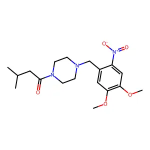 1-[4-(4,5-Dimethoxy-2-nitro-benzyl)-piperazin-1-yl]-3-methyl-butan-1-one structure