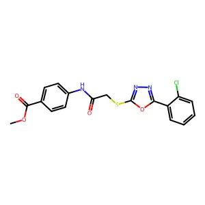 Methyl 4-(2-((5-(2-chlorophenyl)-1,3,4-oxadiazol-2-yl)thio)acetamido)benzoate structure
