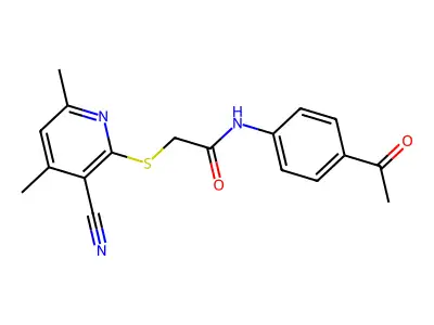 N-(4-Acetyl-phenyl)-2-(3-cyano-4,6-dimethyl-pyridin-2-ylsulfanyl)-acetamide structure
