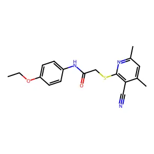 2-((3-Cyano-4,6-dimethylpyridin-2-yl)thio)-N-(4-ethoxyphenyl)acetamide structure