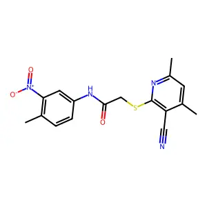 2-((3-Cyano-4,6-dimethylpyridin-2-yl)thio)-N-(4-methyl-3-nitrophenyl)acetamide structure
