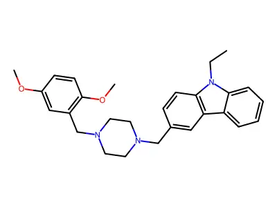 3-[[4-[(2,5-Dimethoxyphenyl)methyl]piperazin-1-yl]methyl]-9-ethylcarbazole structure