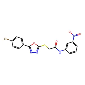 2-((5-(4-Bromophenyl)-1,3,4-oxadiazol-2-yl)thio)-N-(3-nitrophenyl)acetamide structure